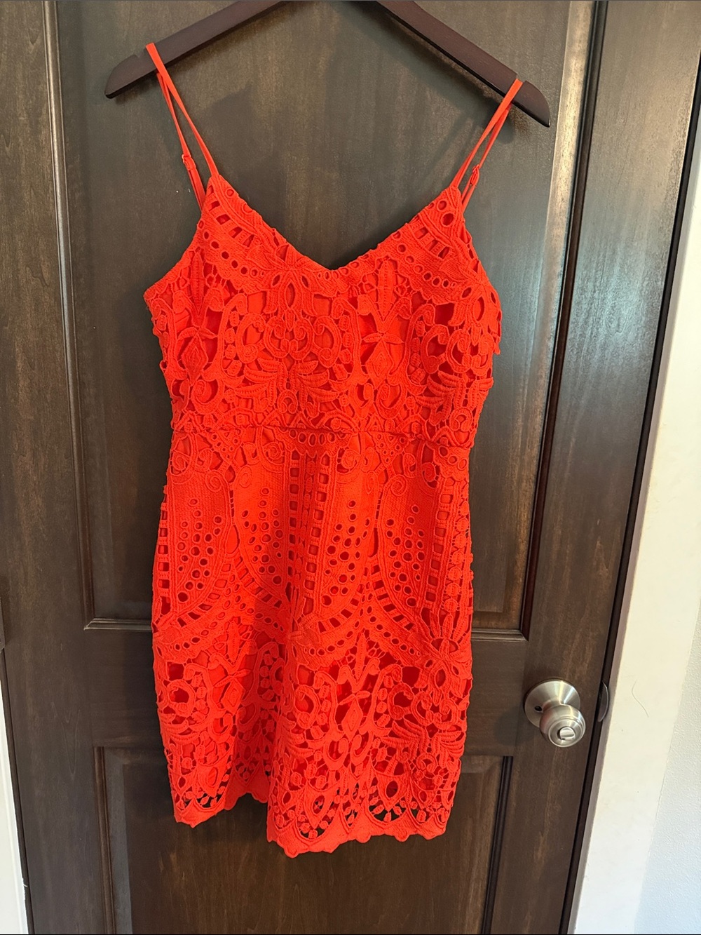 Lulu's Bright Red Crochet Lace Spaghetti-Strap Camisole
